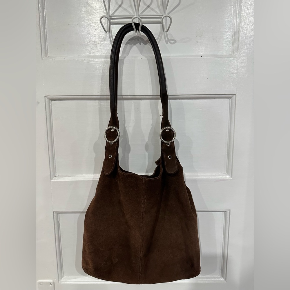 Roots Brown Suede Hobo Shoulder Bag